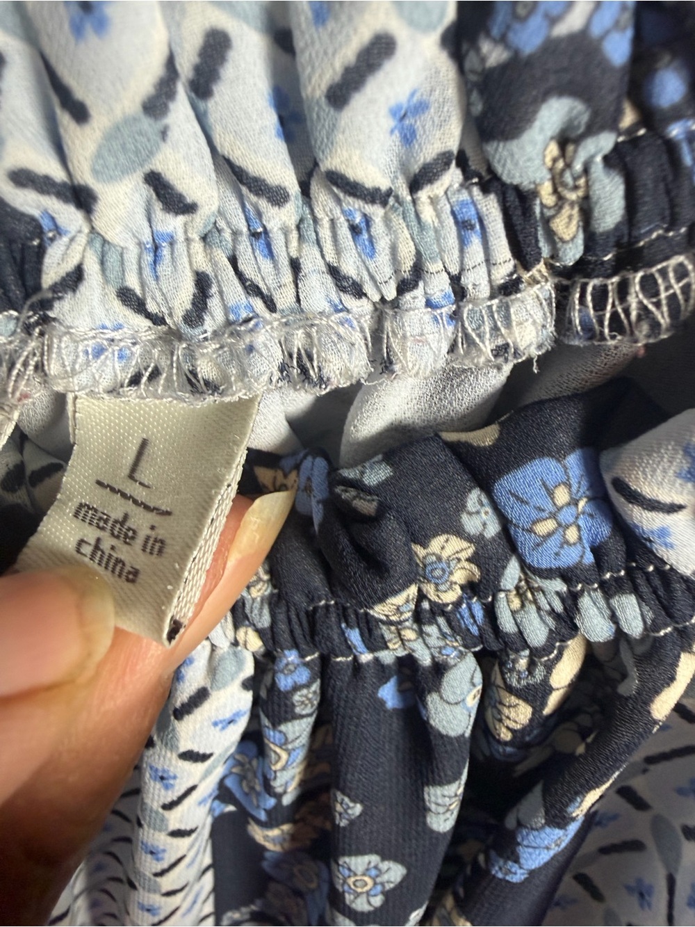 Cato Off-Shoulder Navy and White Floral Blouse - Picture 7 of 9